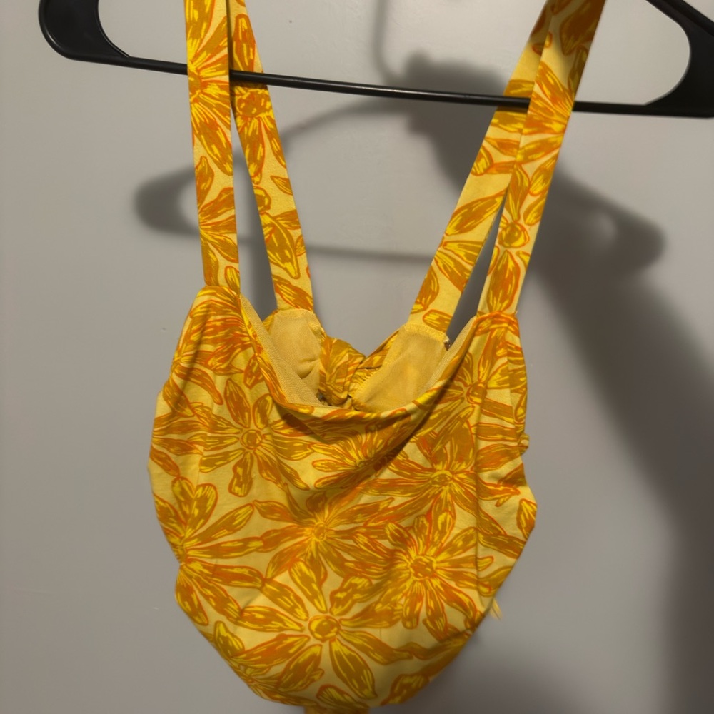 Free People Yellow Floral Crop Top